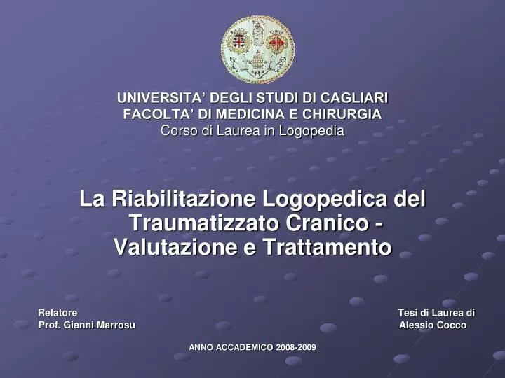 Ppt Universita Degli Studi Di Cagliari Facolta Di Medicina E