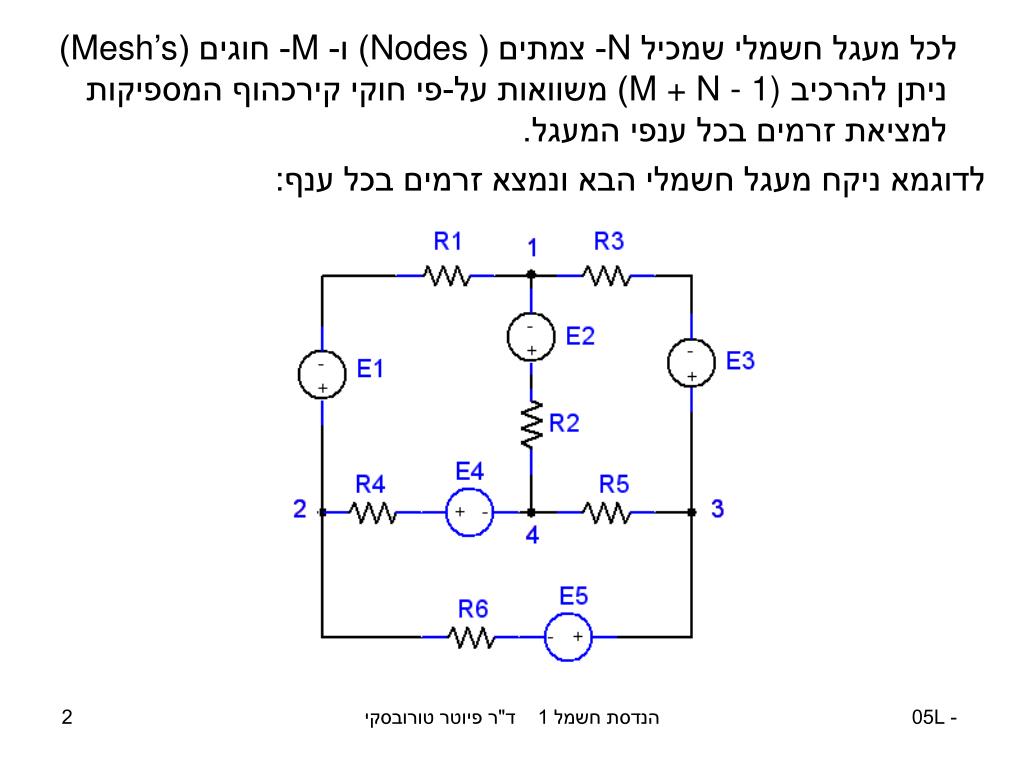 PPT - חישוב מעגלים חשמליים בשימוש חוקי קירכהוף – ניסוח וייצוג מערכת משוואות  האופייניות PowerPoint Presentation - ID:6041433