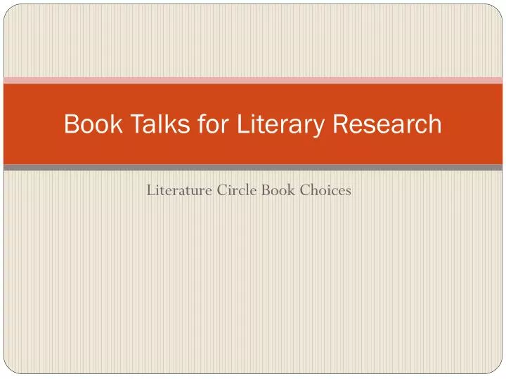 book talks for literary research n.