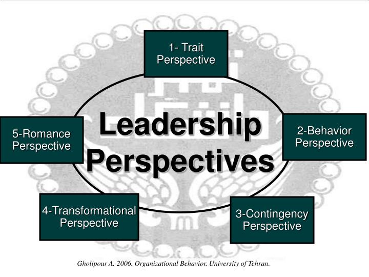 perspectives of leadership Behavioral theories of leadership are classified as such because they focus on the study of specific behaviors of a leader for behavioral theorists, a leader behavior is the best predictor of his leadership influences and as a result, is the best determinant of his or her leadership success. perspectives of leadership Behavioral theories of leadership are classified as such because they focus on the study of specific behaviors of a leader for behavioral theorists, a leader behavior is the best predictor of his leadership influences and as a result, is the best determinant of his or her leadership success.