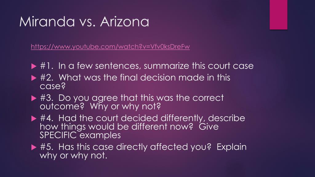 Miranda vs arizona essay