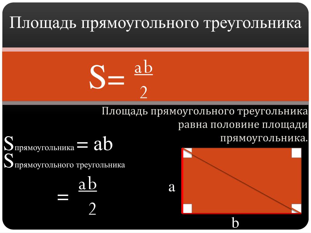Площадь прямоугольного треугольника равна
