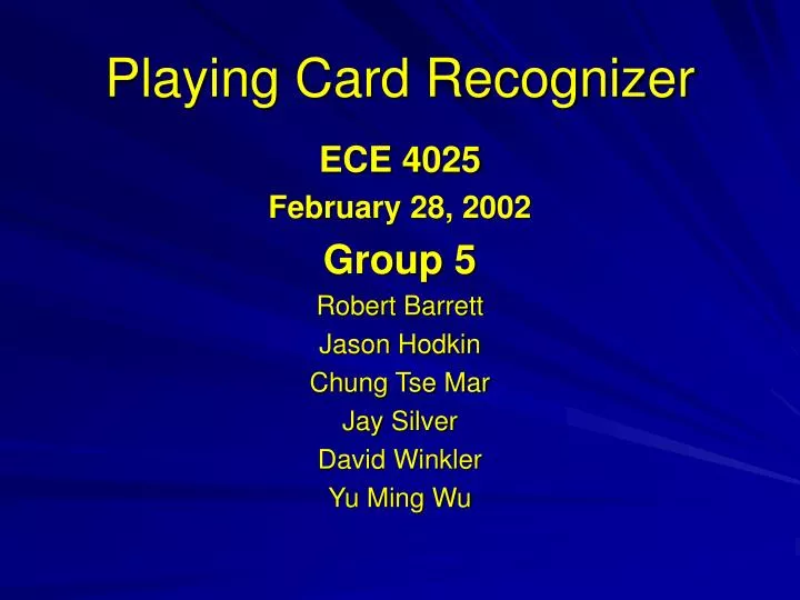 Ppt Playing Card Recognizer Powerpoint Presentation Free Download Id