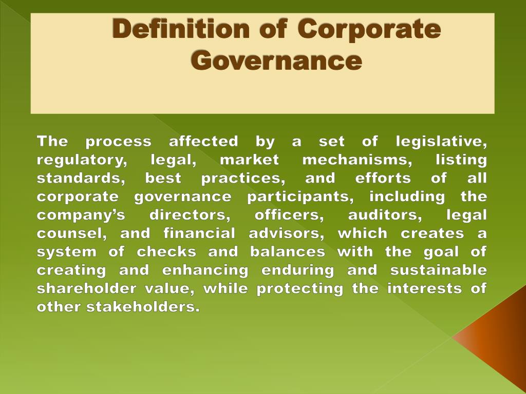 define corporate governance essay