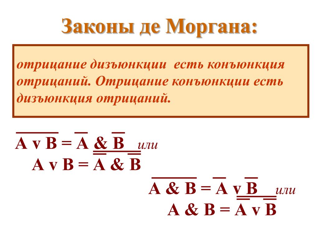 Закон де моргана примеры