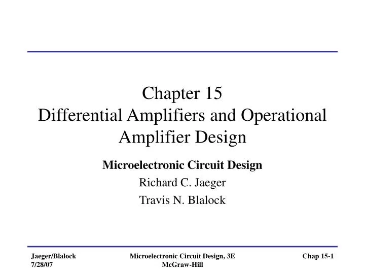 chapter 15 differential amplifiers and operational amplifier design n.