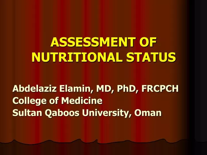 assessment of nutritional status n.