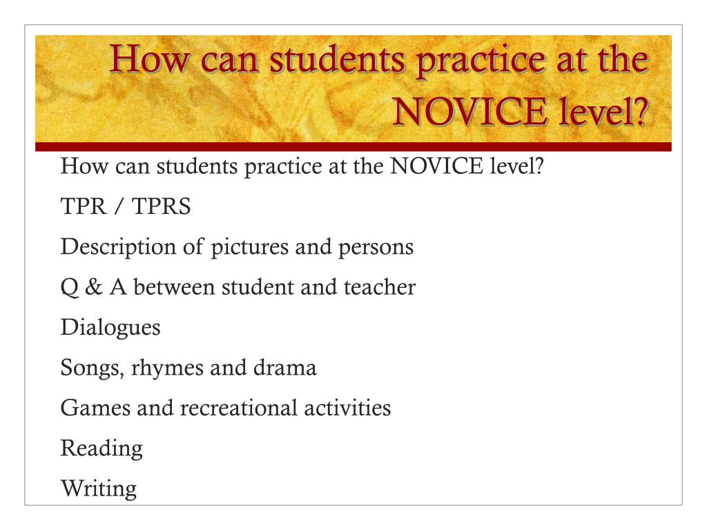 Novice Level Examples PPT - Dana M. Pilla Spanish Teacher Haddonfield Public Schools ...