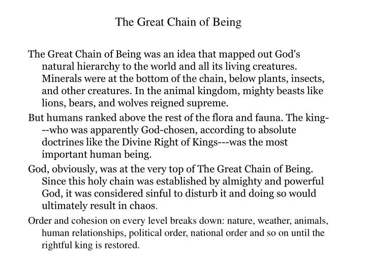 PPT - The Great Chain of Being PowerPoint Presentation, free download ...