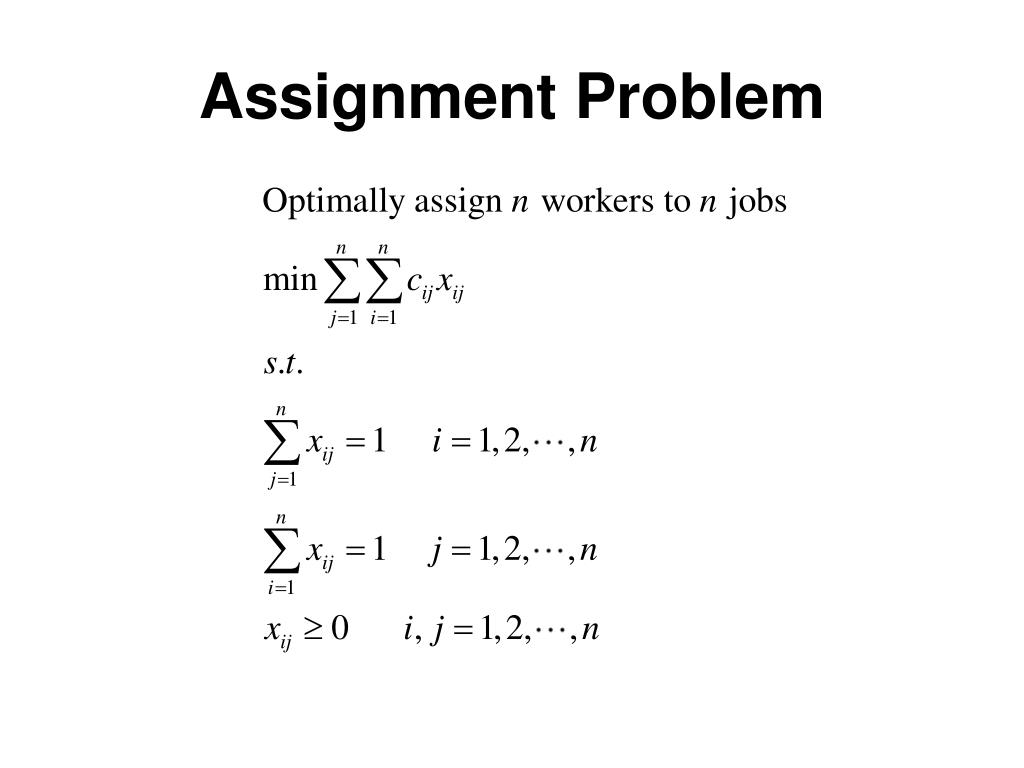 assignment problem linear programming examples
