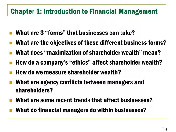 PPT - Chapter 1: Introduction To Financial Management PowerPoint ...