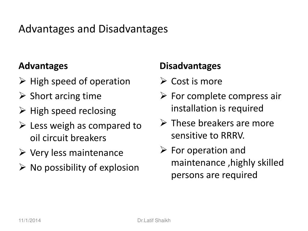 advantages disadvantages circuit breakers recloser breaker air ppt powerpoint presentation blast