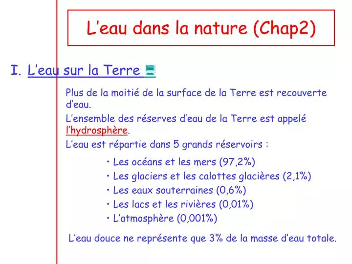 Ppt L Eau Dans La Nature Chap2 Powerpoint Presentation Free Download Id Ppt L Eau Dans La Nature Chap2 Powerpoint Presentation Free Download Id