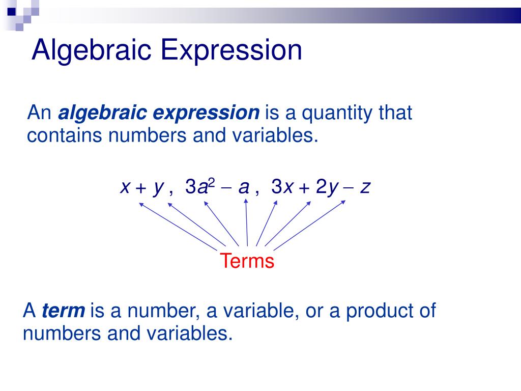 Ppt Algebraic Expressions Powerpoint Presentation Free Download Id