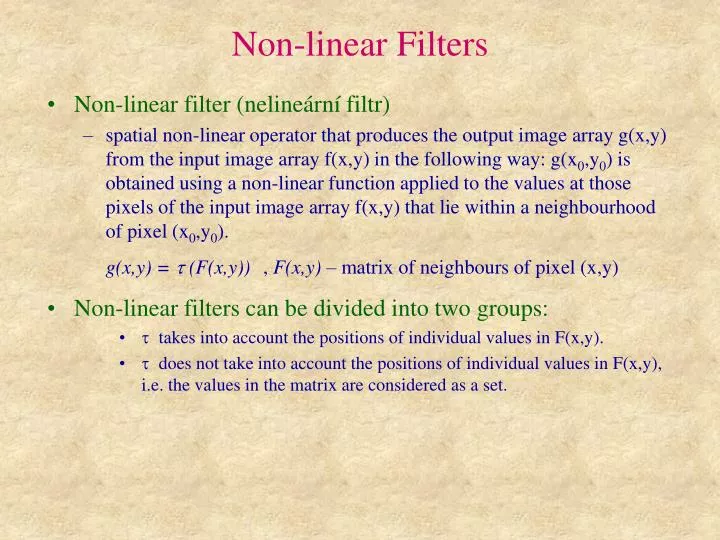 non linear filters n.