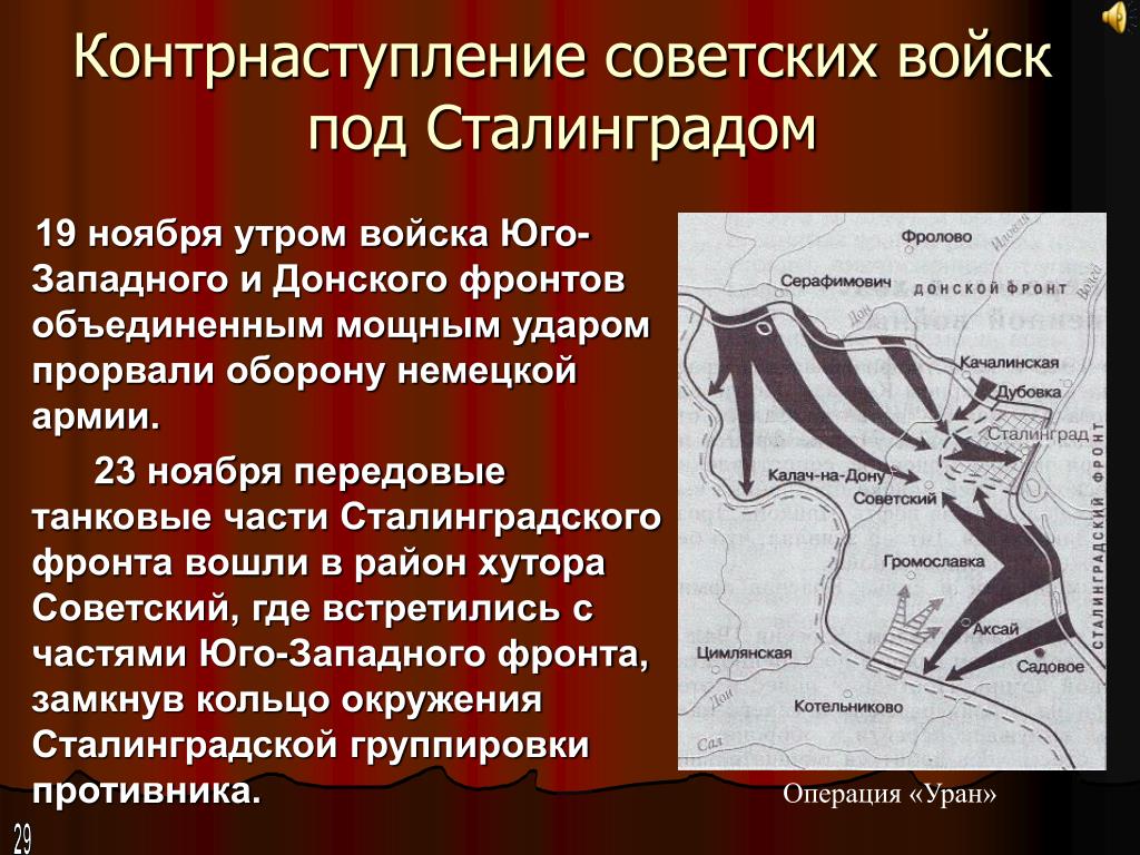 План контрнаступления советских войск под сталинградом имел кодовое наименование уран