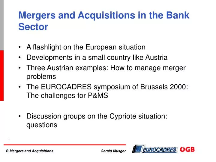 PPT Mergers and Acquisitions in the Bank Sector PowerPoint