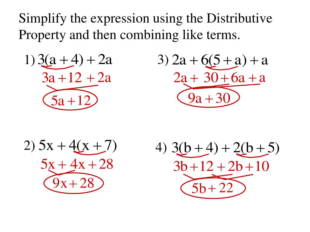 PPT - Objective- To use the distributive property to simplify variable