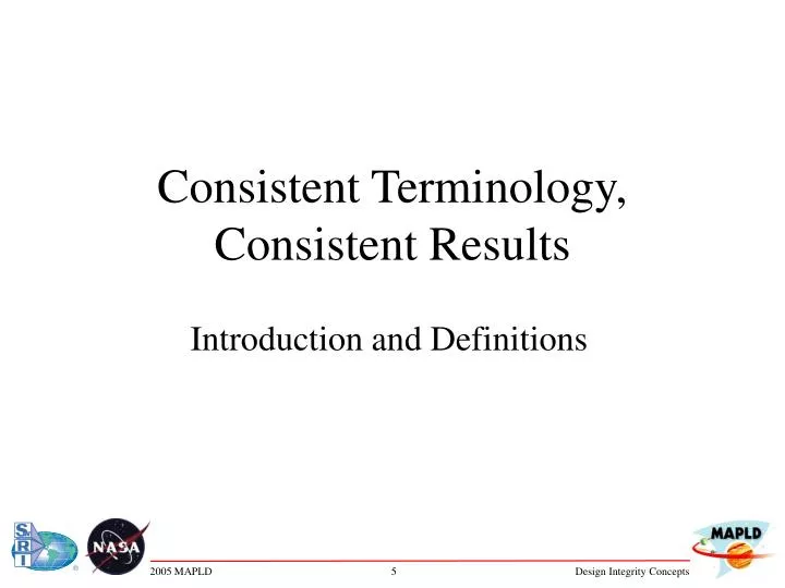 consistent terminology consistent results n.