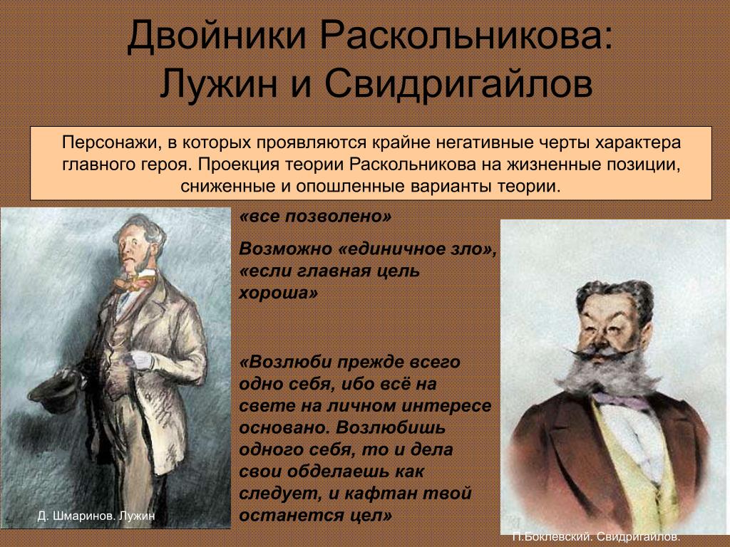 В чем лужин обвинил соню. Теория Свидригайлов в романе преступление и наказание. Двойники Раскольникова. Теория Свидригайлова в романе преступление и наказание. Образы Лужина и Свидригайлова в романе преступление и наказание.