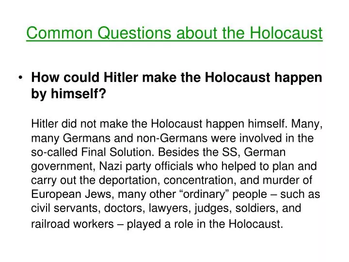 critical thinking questions about the holocaust