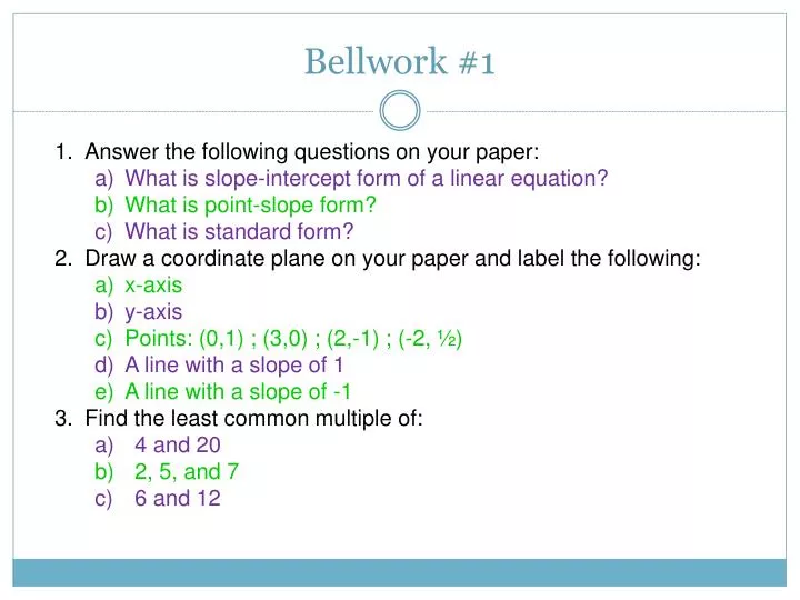 bellwork 1 n.
