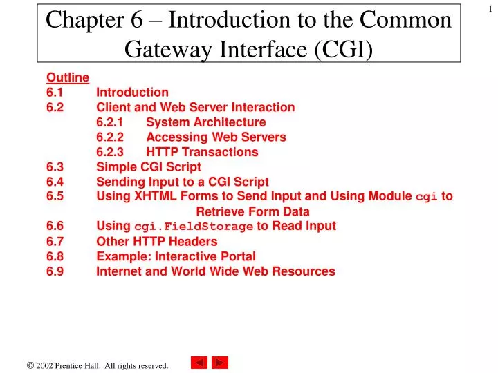 PPT - Chapter 6 – Introduction to the Common Gateway Interface (CGI ...