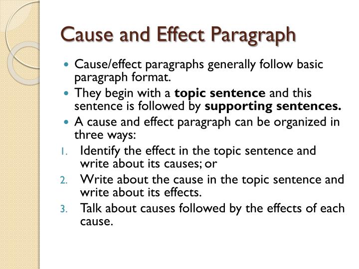 cause and effect topic sentence