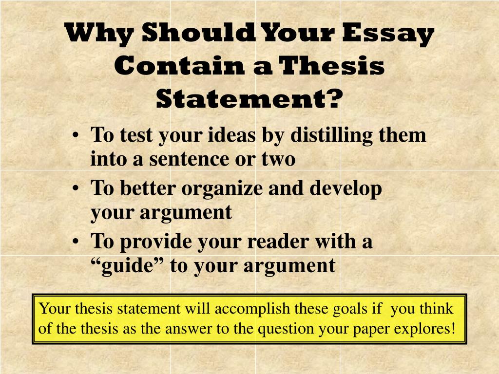 why should your essay contain a thesis statement