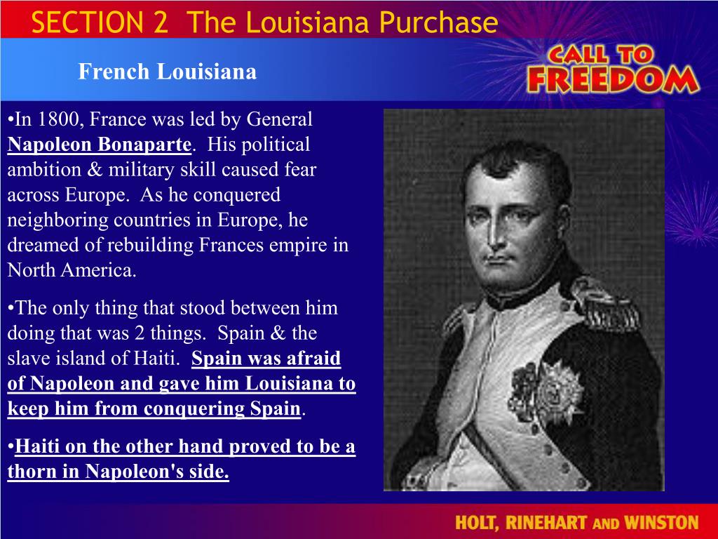 PPT - Section 1: Jefferson as President Section 2: The Louisiana Purchase Section 3: The Coming ...