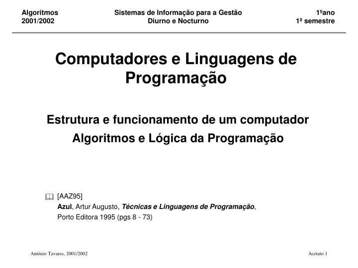computadores e linguagens de programa o n.