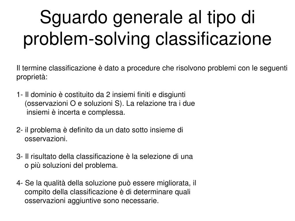 con riferimento al problem solving 2 della teoria