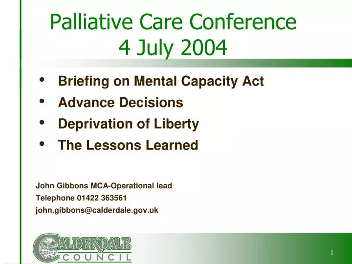 PPT Palliative Care Conference 4 July 2004 PowerPoint Presentation
