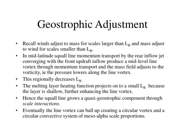 geostrophic adjustment n.