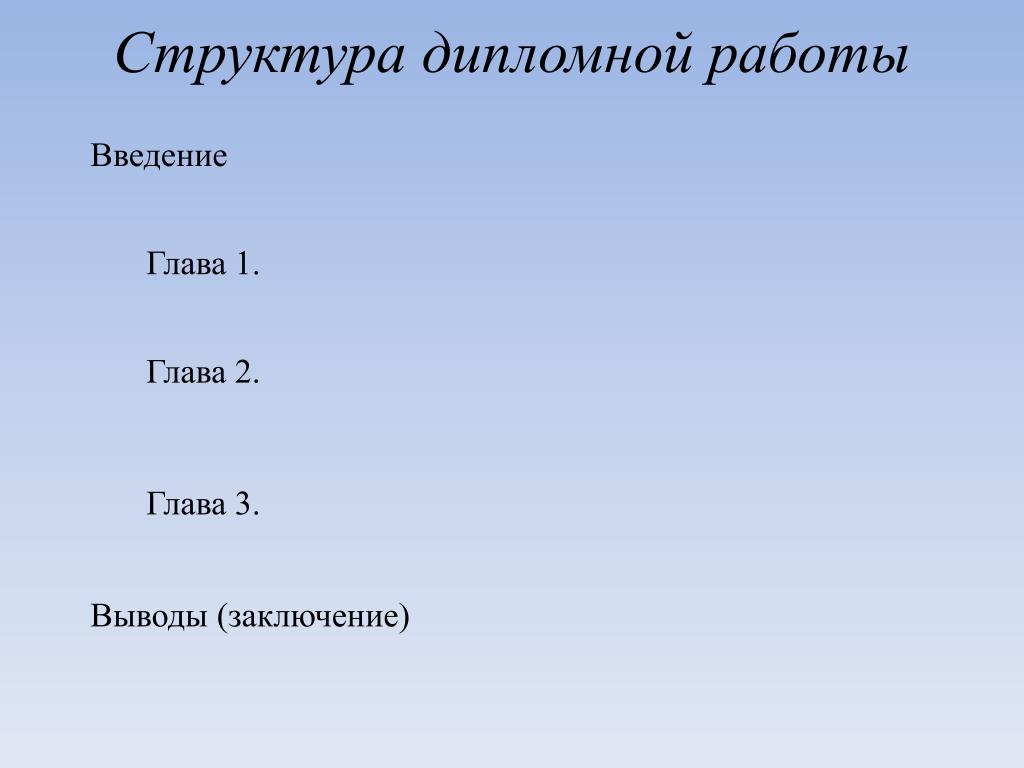 Структура презентации дипломной работы