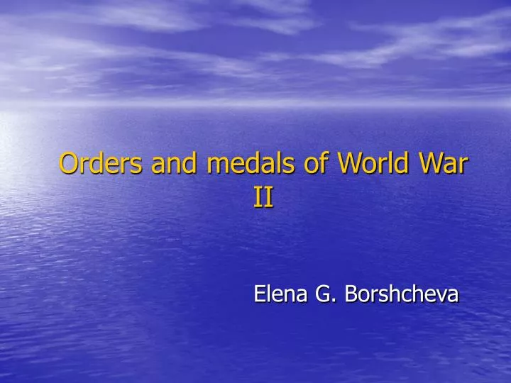 orders and medals of world war ii n.