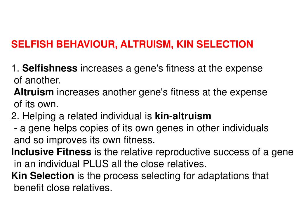 PPT - KIN SELECTION, PARENTAL CARE AND ALTRUISM The Evolution Of Social ...