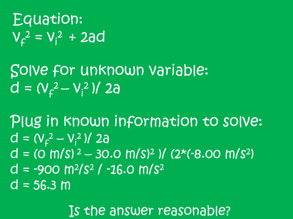 Ppt Describing Motion With Equations Notes Powerpoint Presentation Free Download Id 6090214