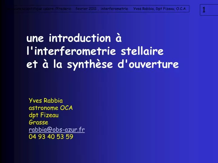 une introduction l interferometrie stellaire et la synth se d ouverture n.