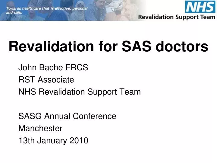 revalidation for sas doctors n.