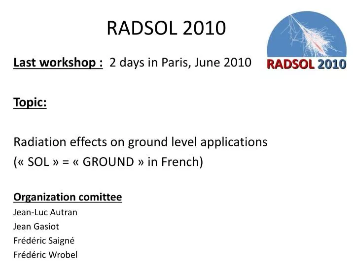 PPT - RADSOL 2010 PowerPoint Presentation, free download - ID:6091639