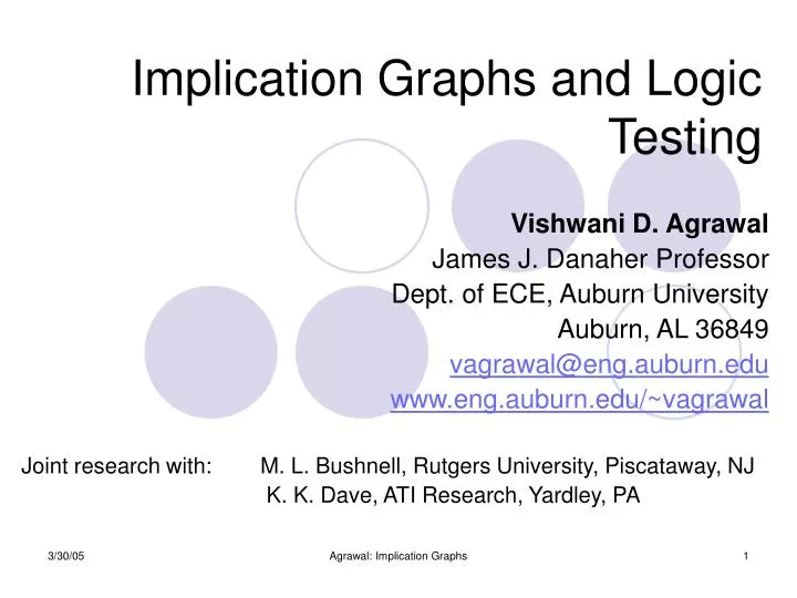 PPT - Implication Graphs and Logic Testing PowerPoint Presentation ...