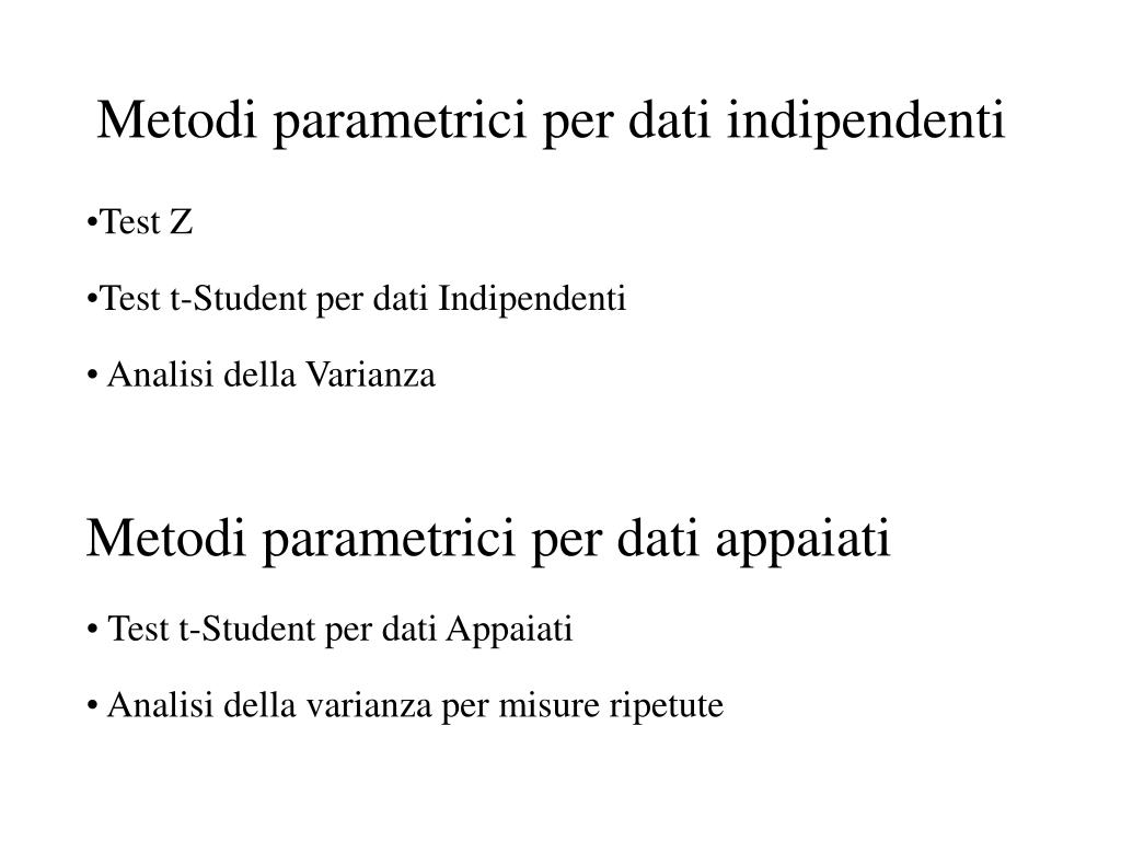 Qual è L'obiettivo Principale Dei Test Univariati Parametrici PPT - Introduzione alla Statistica Inferenziale Prof. G. Migliaretti