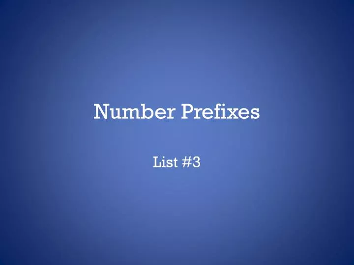 number prefixes n.
