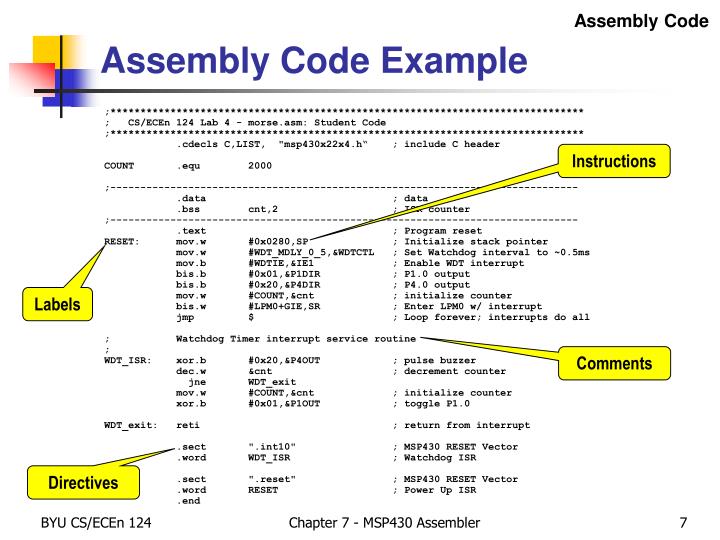 PPT - Chapter 7 – MSP430 Assembler / Linker PowerPoint Presentation ...