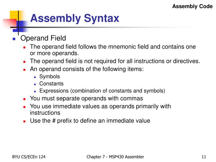 PPT - Chapter 7 – MSP430 Assembler / Linker PowerPoint Presentation ...