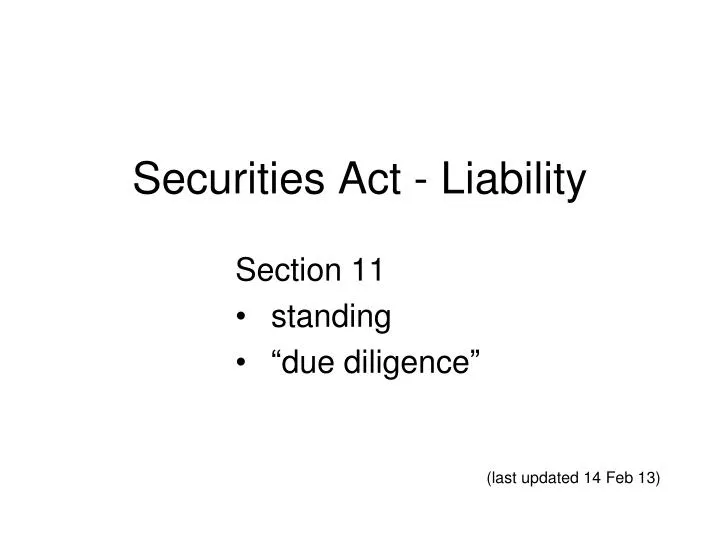 securities act liability n.