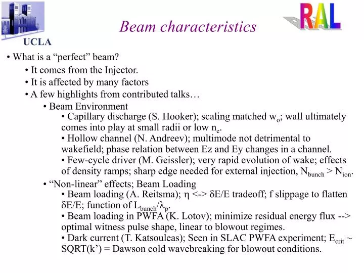 beam characteristics n.