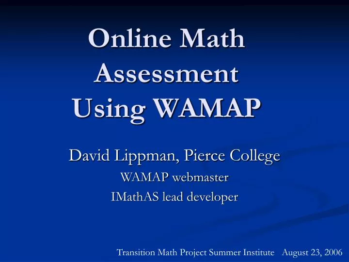 online math assessment using wamap n.