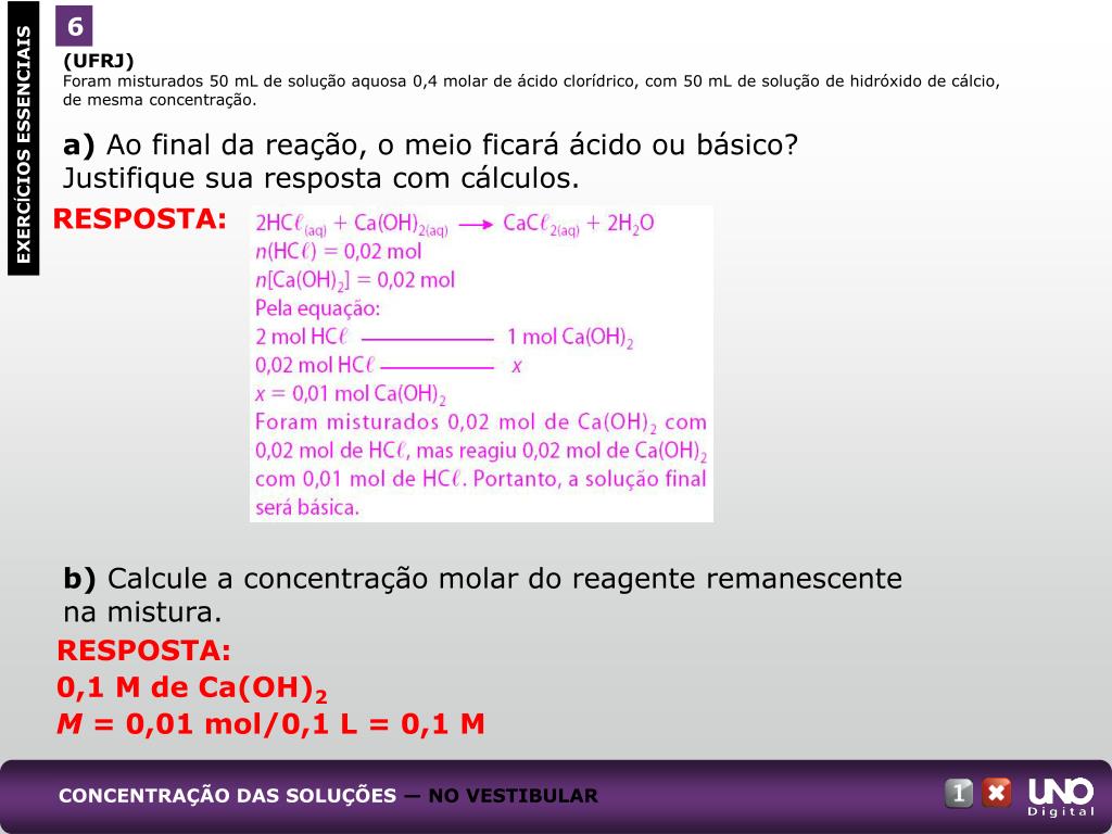 Uma Solução Aquosa Foi Preparada De Modo